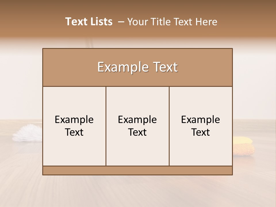 A Mop And Cleaning Supplies On A Wooden Floor PowerPoint Template