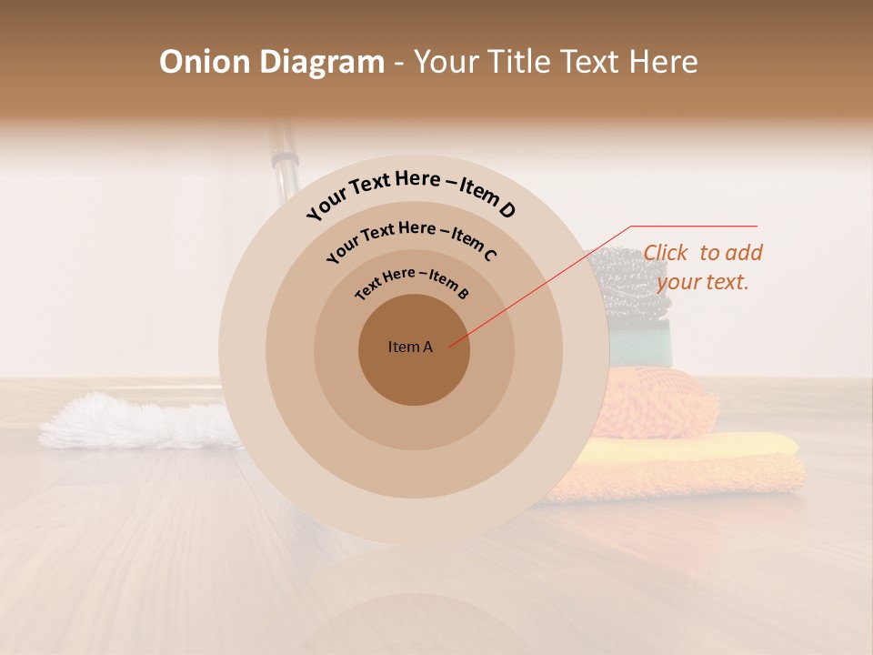 A Mop And Cleaning Supplies On A Wooden Floor PowerPoint Template