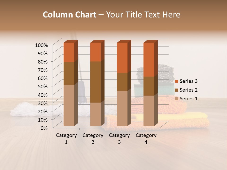 A Mop And Cleaning Supplies On A Wooden Floor PowerPoint Template