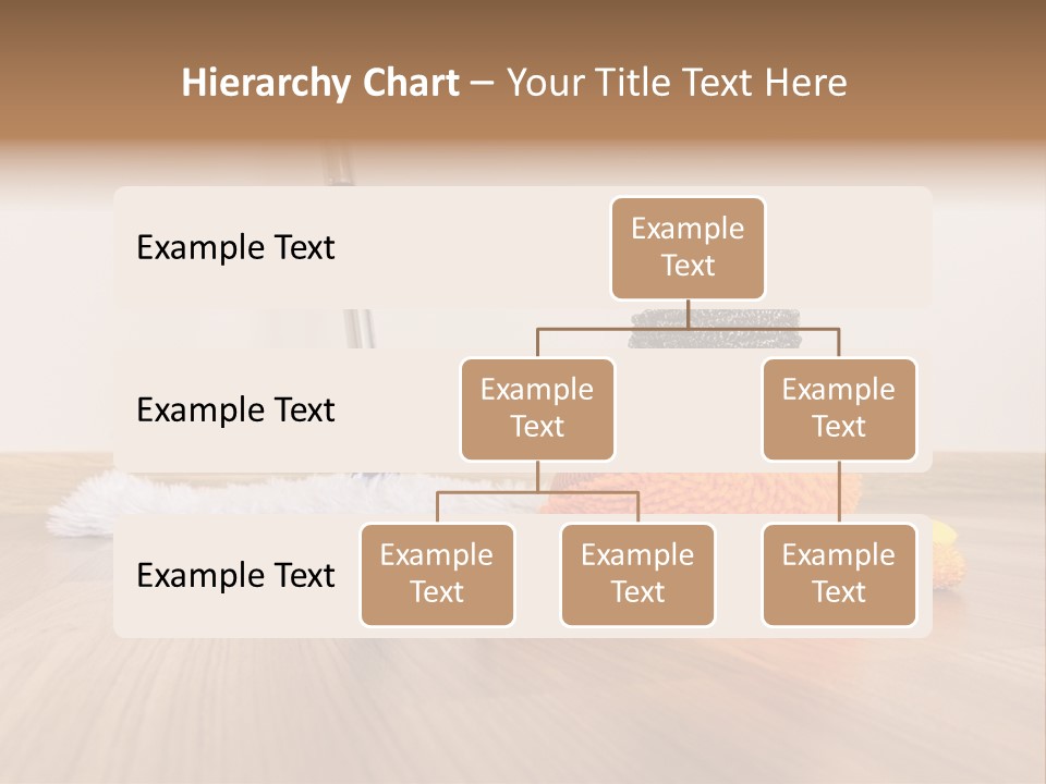 A Mop And Cleaning Supplies On A Wooden Floor PowerPoint Template