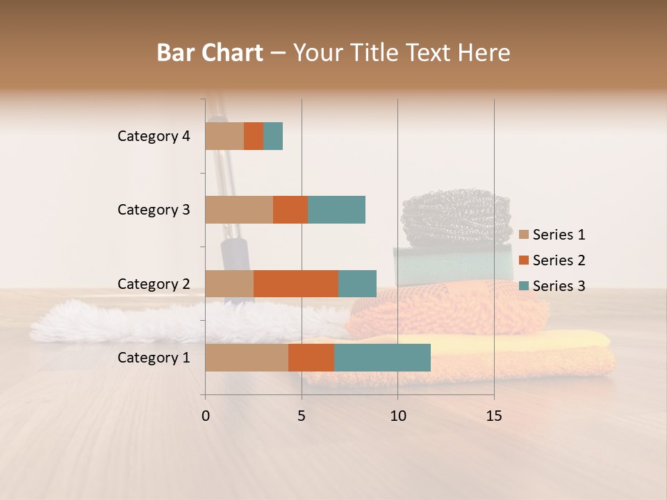 A Mop And Cleaning Supplies On A Wooden Floor PowerPoint Template