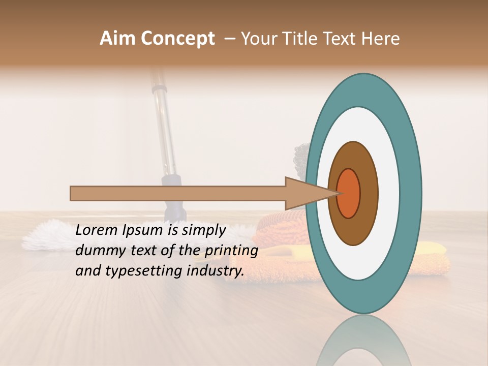 A Mop And Cleaning Supplies On A Wooden Floor PowerPoint Template