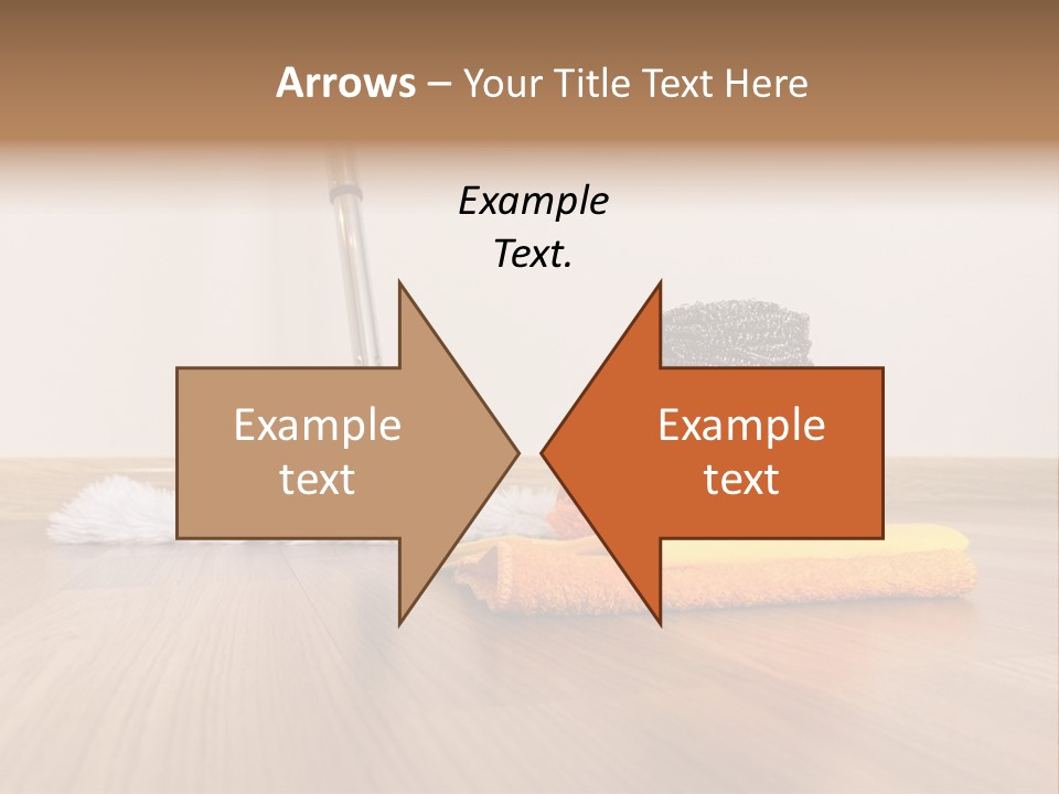 A Mop And Cleaning Supplies On A Wooden Floor PowerPoint Template