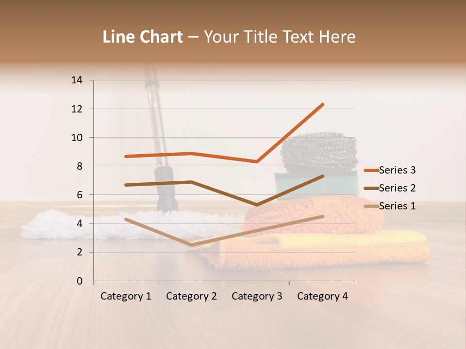 A Mop And Cleaning Supplies On A Wooden Floor PowerPoint Template