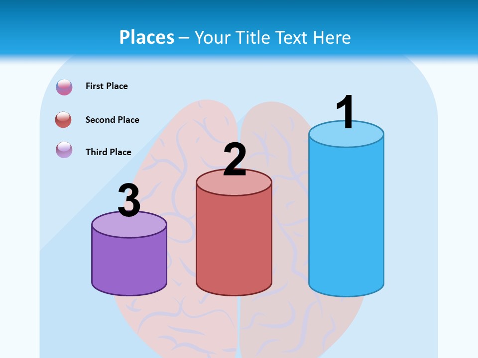 Two Brain Halves With A Long Shadow On A Blue Background PowerPoint Template