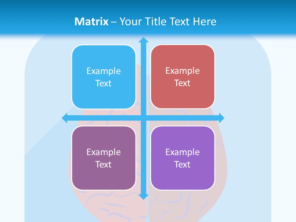 Two Brain Halves With A Long Shadow On A Blue Background PowerPoint Template