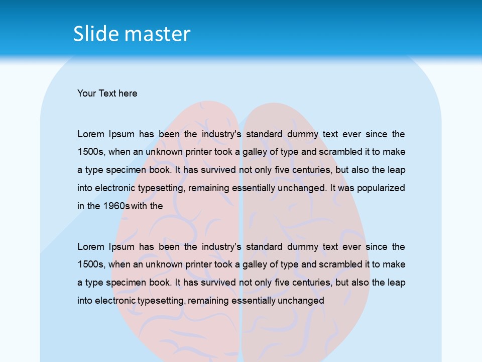 Two Brain Halves With A Long Shadow On A Blue Background PowerPoint Template