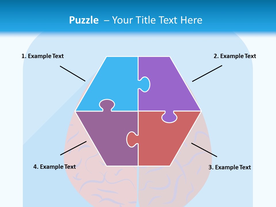Two Brain Halves With A Long Shadow On A Blue Background PowerPoint Template