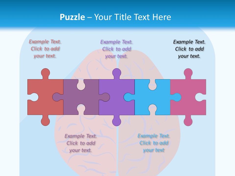 Two Brain Halves With A Long Shadow On A Blue Background PowerPoint Template