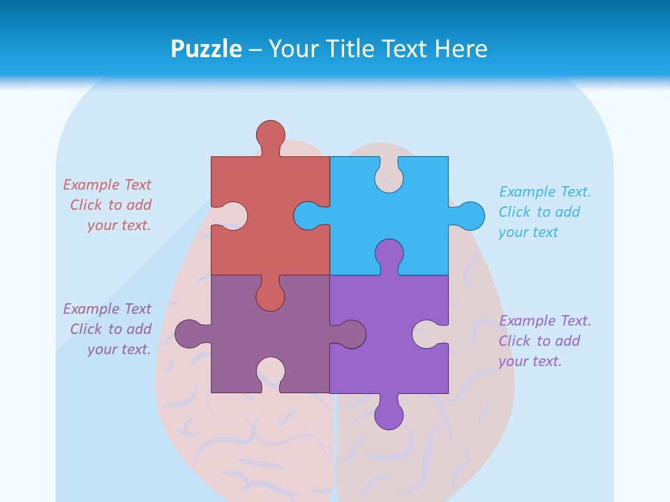 Two Brain Halves With A Long Shadow On A Blue Background PowerPoint Template