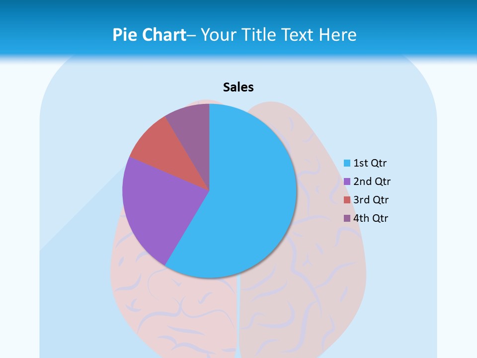 Two Brain Halves With A Long Shadow On A Blue Background PowerPoint Template