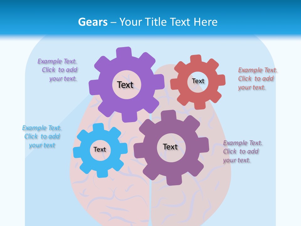 Two Brain Halves With A Long Shadow On A Blue Background PowerPoint Template