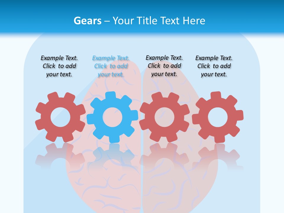Two Brain Halves With A Long Shadow On A Blue Background PowerPoint Template