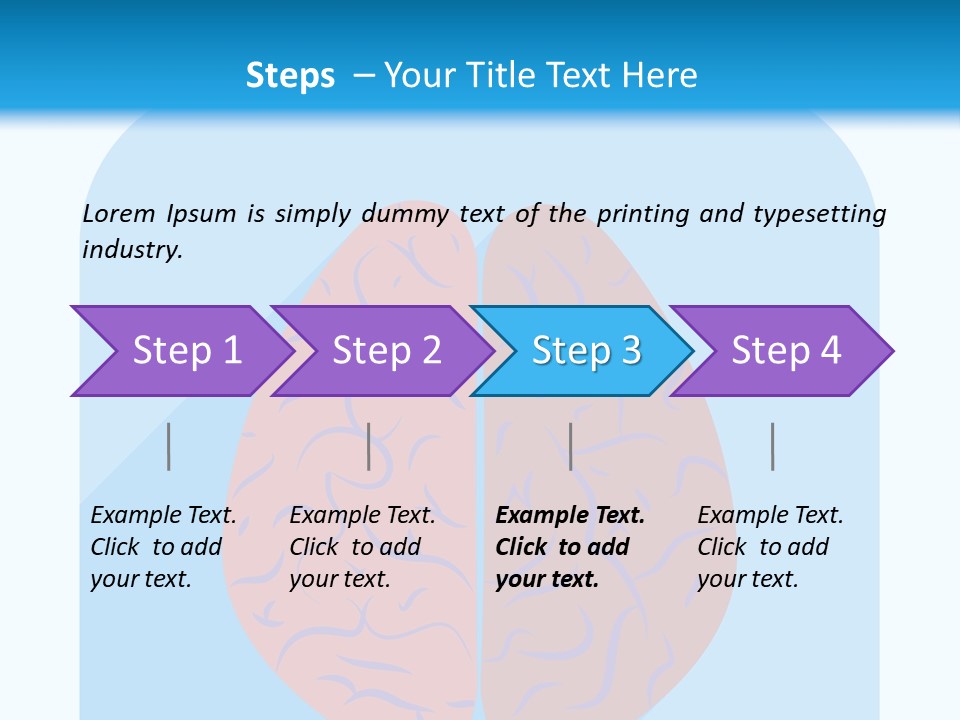 Two Brain Halves With A Long Shadow On A Blue Background PowerPoint Template