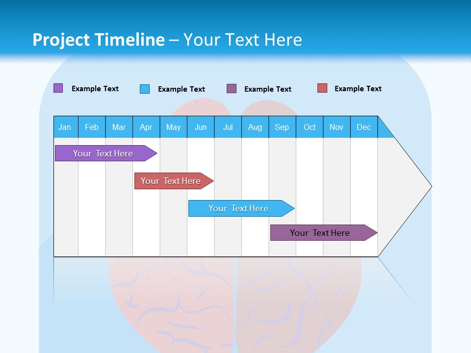 Two Brain Halves With A Long Shadow On A Blue Background PowerPoint Template