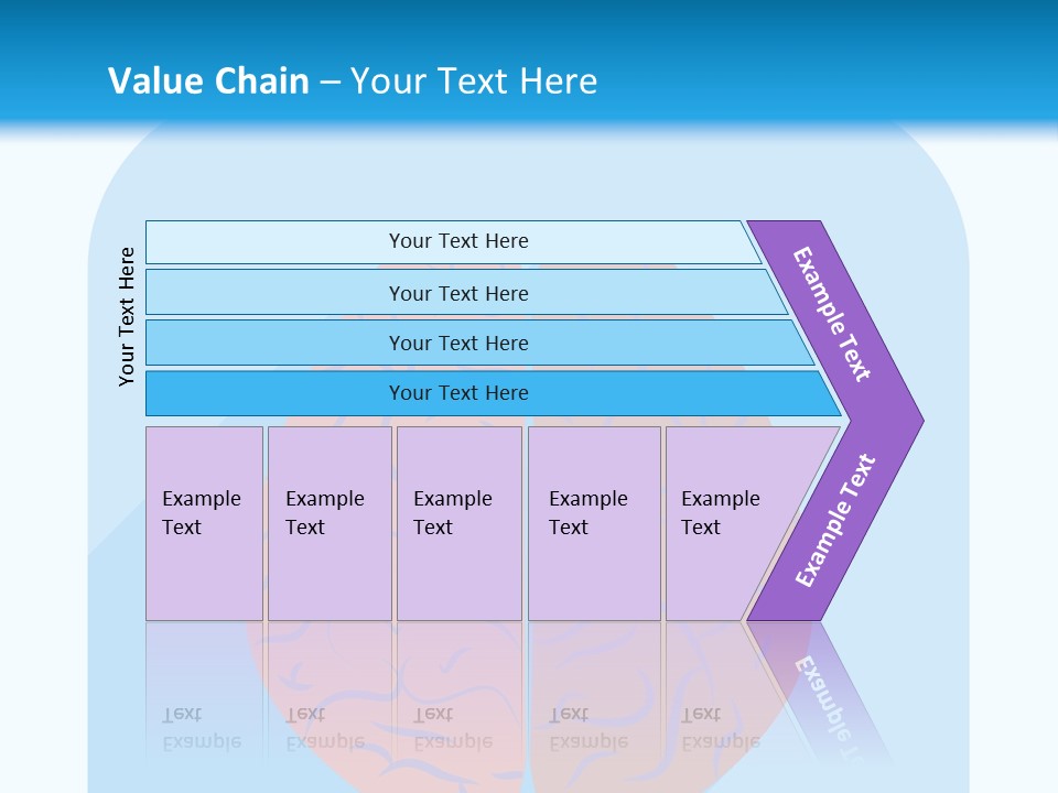 Two Brain Halves With A Long Shadow On A Blue Background PowerPoint Template