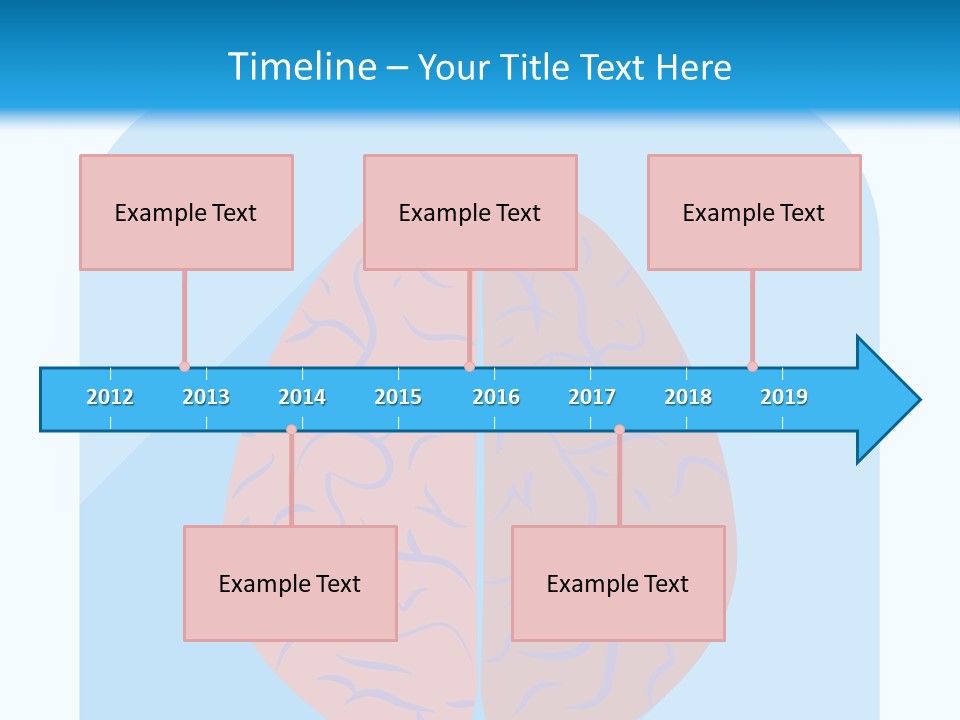 Two Brain Halves With A Long Shadow On A Blue Background PowerPoint Template