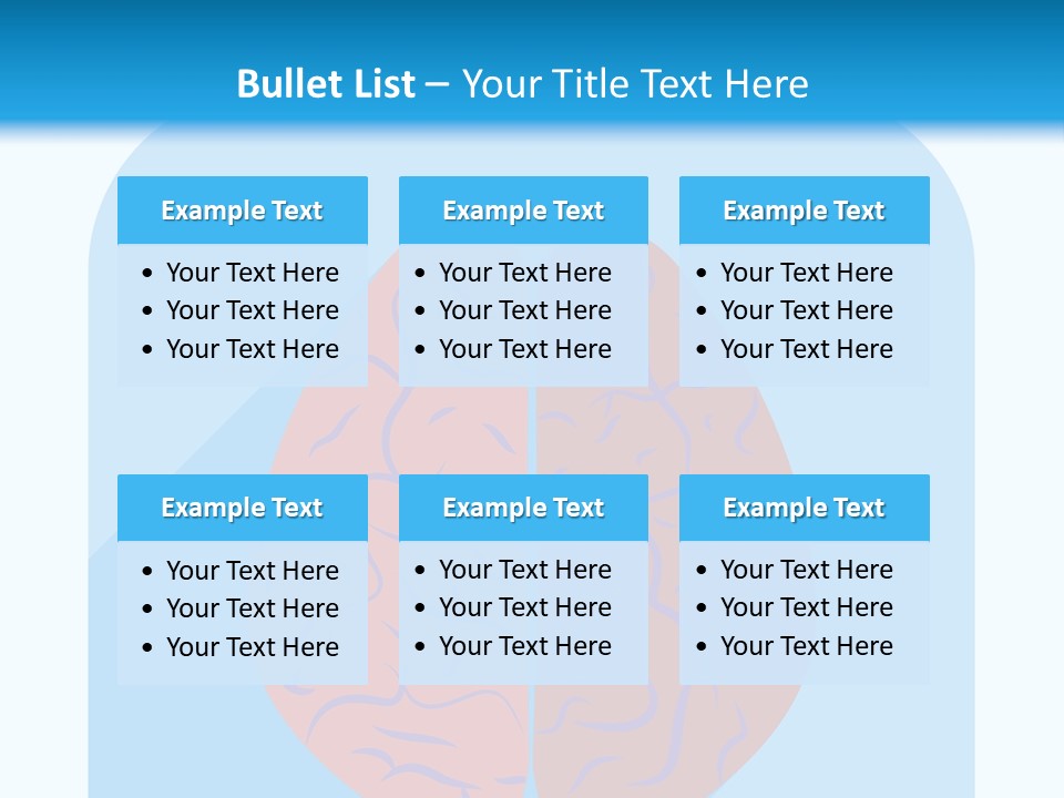 Two Brain Halves With A Long Shadow On A Blue Background PowerPoint Template