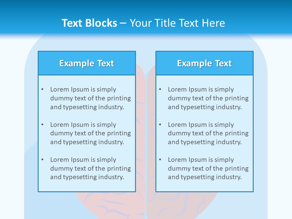 Two Brain Halves With A Long Shadow On A Blue Background PowerPoint Template
