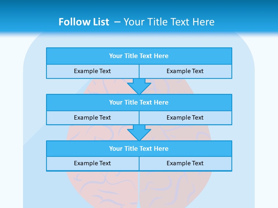 Two Brain Halves With A Long Shadow On A Blue Background PowerPoint Template