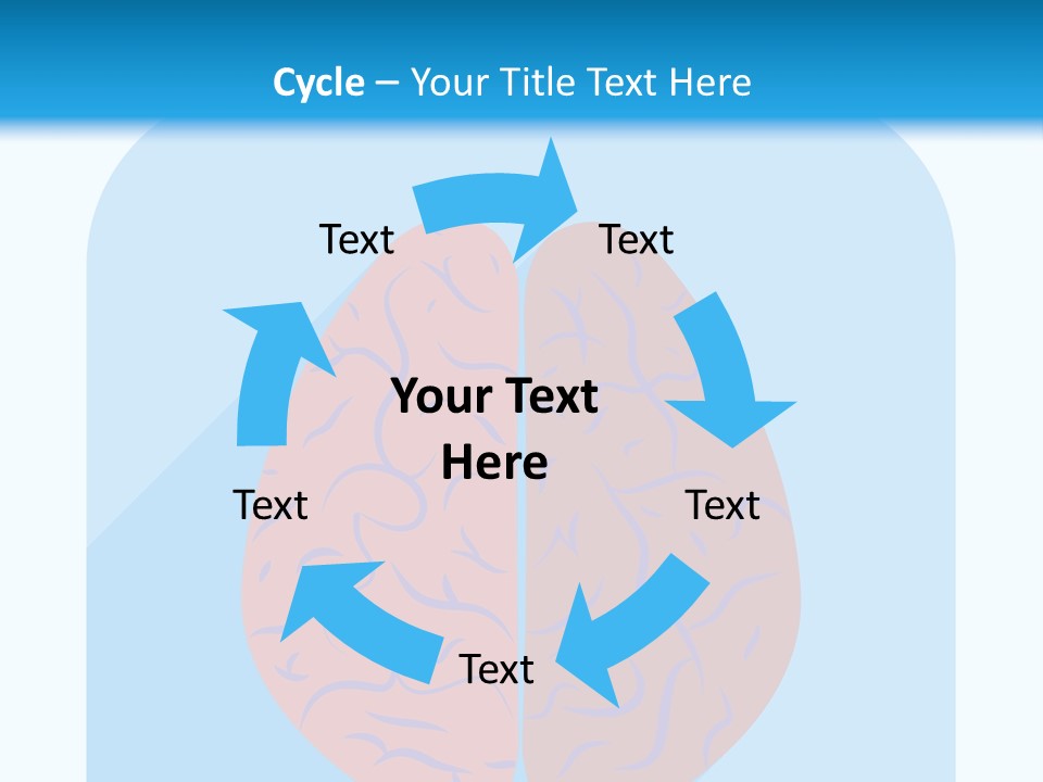 Two Brain Halves With A Long Shadow On A Blue Background PowerPoint Template