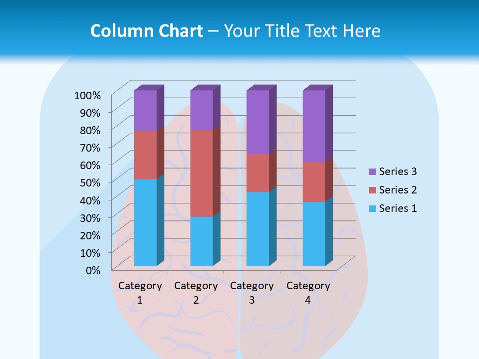 Two Brain Halves With A Long Shadow On A Blue Background PowerPoint Template