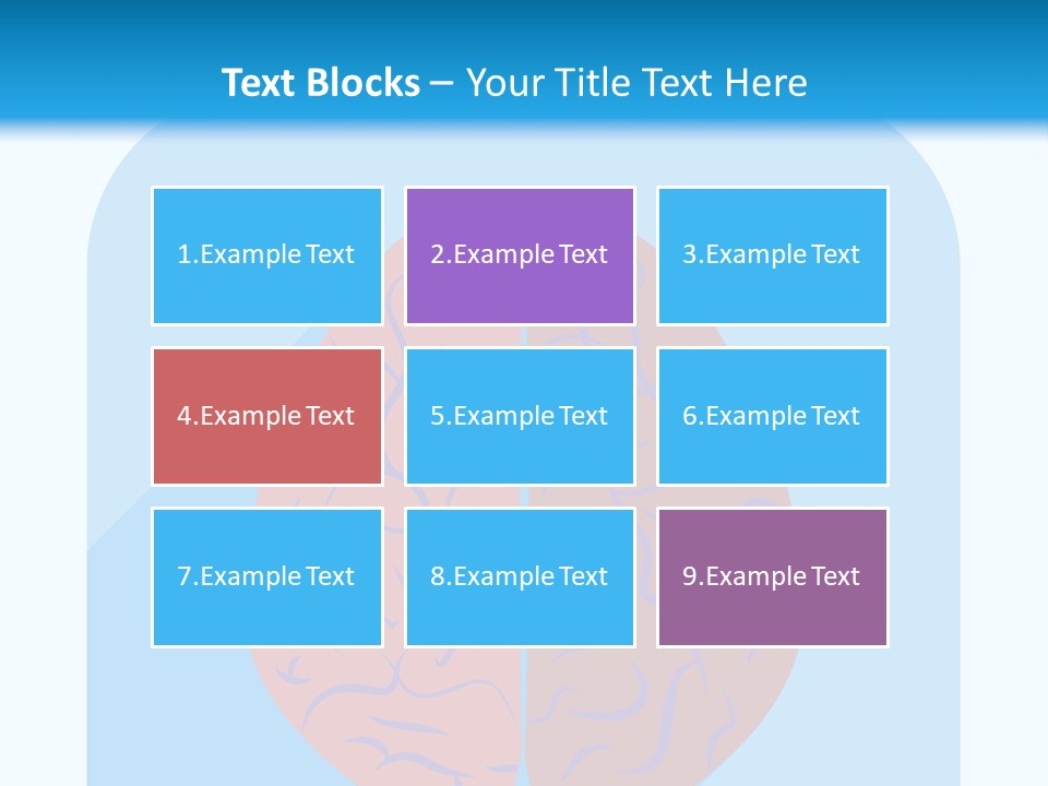 Two Brain Halves With A Long Shadow On A Blue Background PowerPoint Template