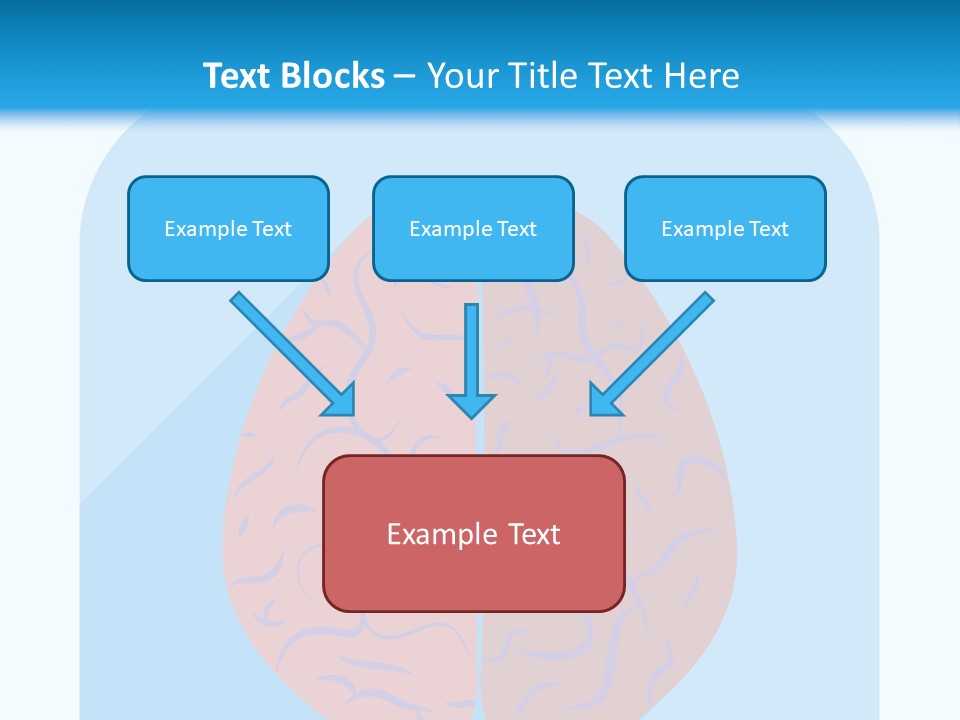 Two Brain Halves With A Long Shadow On A Blue Background PowerPoint Template
