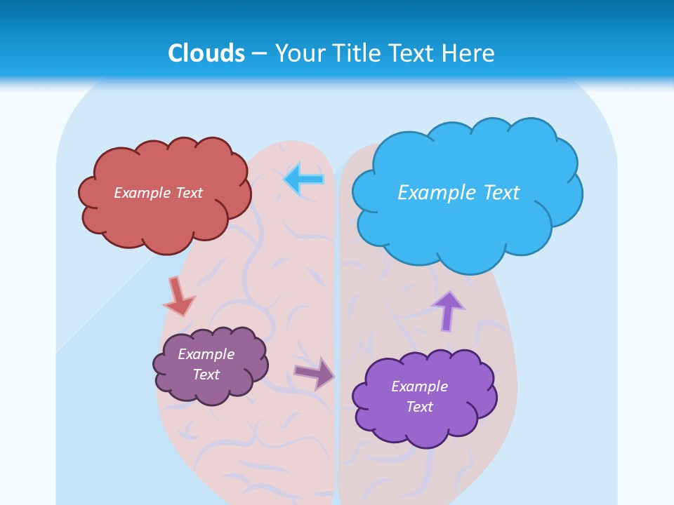 Two Brain Halves With A Long Shadow On A Blue Background PowerPoint Template