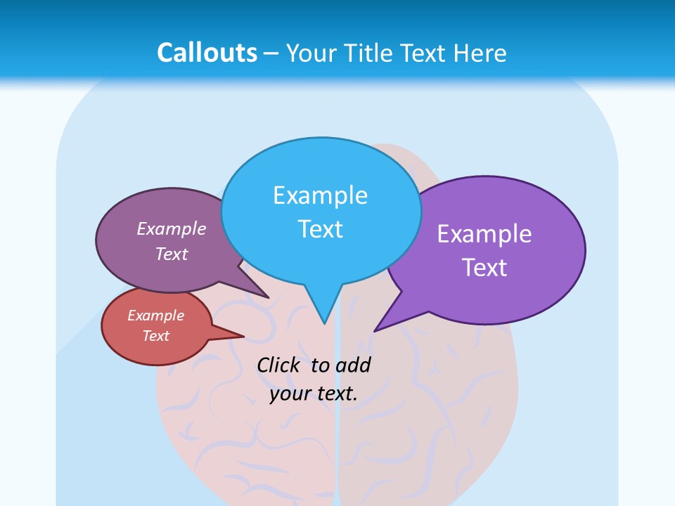 Two Brain Halves With A Long Shadow On A Blue Background PowerPoint Template