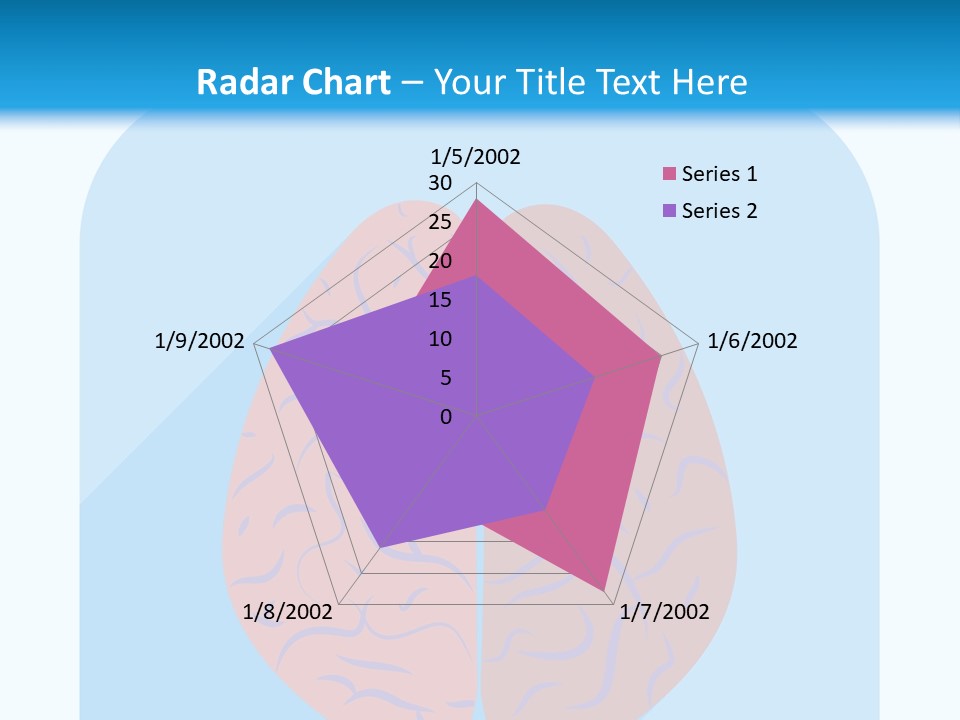 Two Brain Halves With A Long Shadow On A Blue Background PowerPoint Template