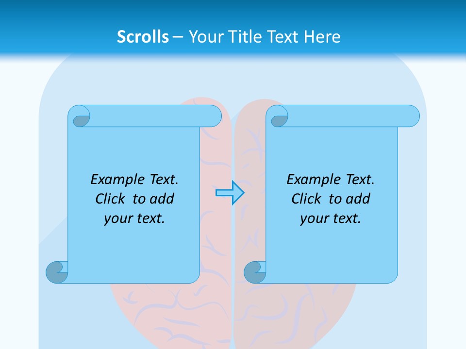 Two Brain Halves With A Long Shadow On A Blue Background PowerPoint Template