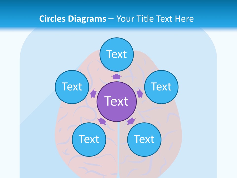Two Brain Halves With A Long Shadow On A Blue Background PowerPoint Template
