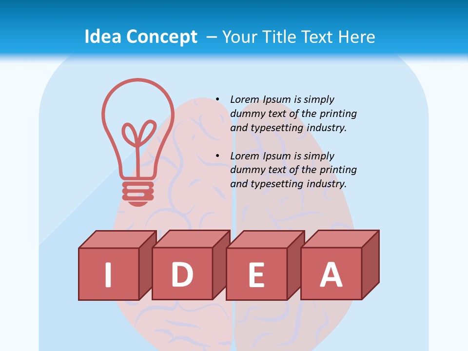 Two Brain Halves With A Long Shadow On A Blue Background PowerPoint Template