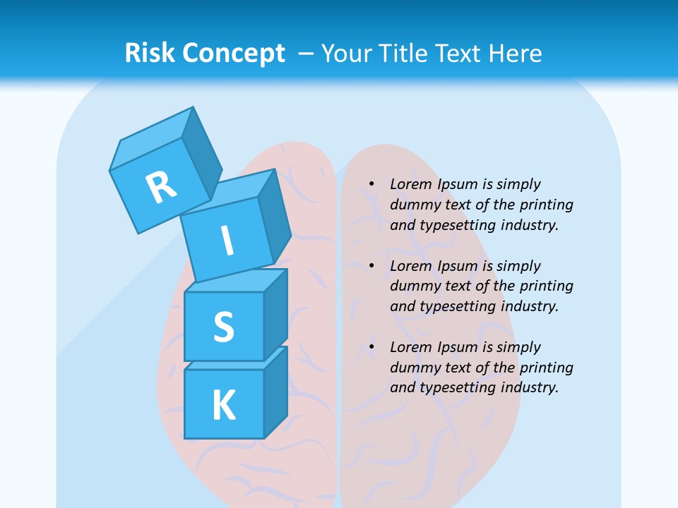 Two Brain Halves With A Long Shadow On A Blue Background PowerPoint Template