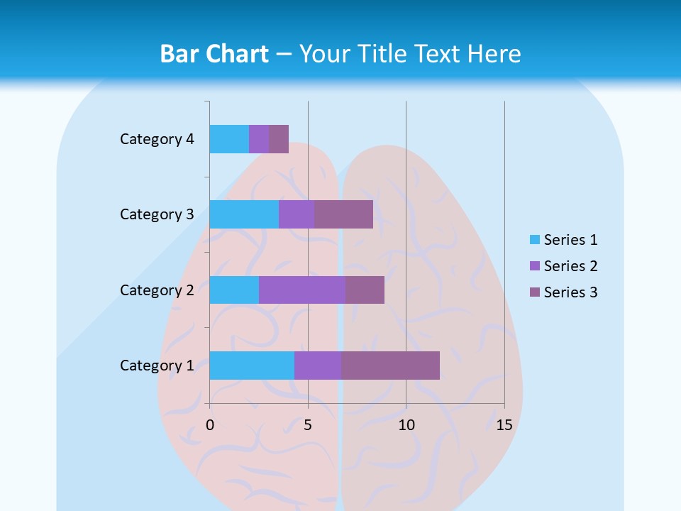 Two Brain Halves With A Long Shadow On A Blue Background PowerPoint Template