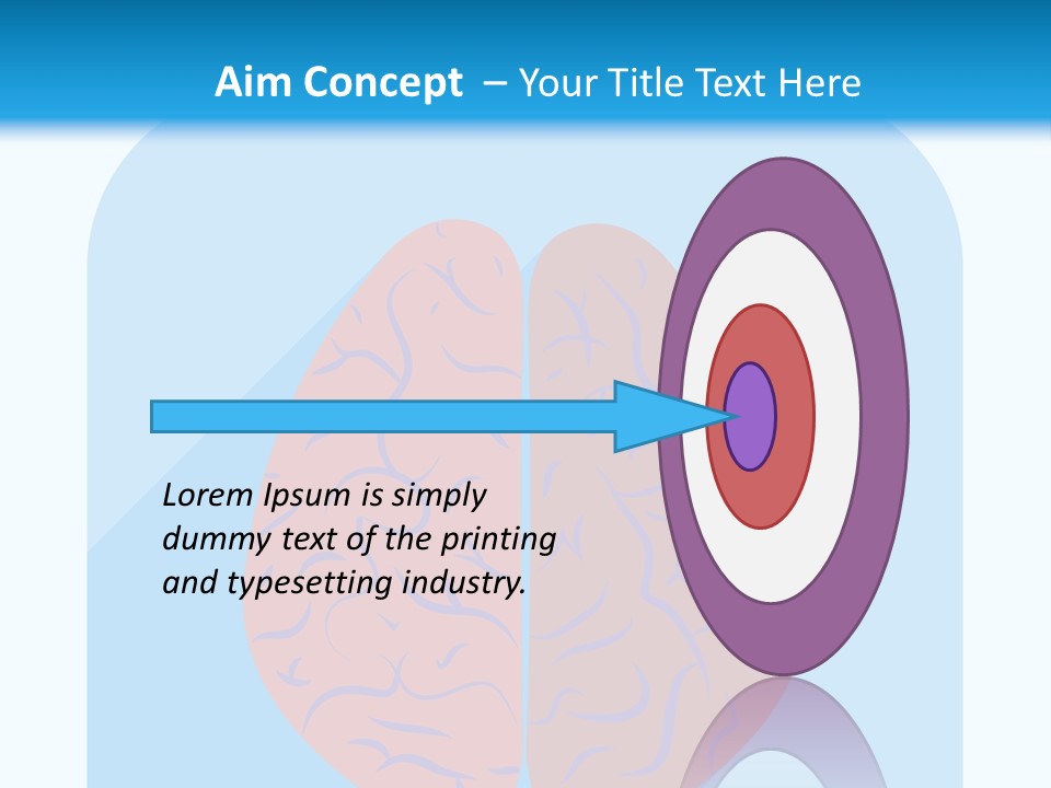 Two Brain Halves With A Long Shadow On A Blue Background PowerPoint Template