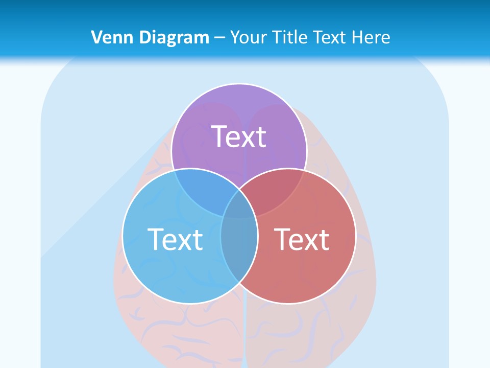 Two Brain Halves With A Long Shadow On A Blue Background PowerPoint Template