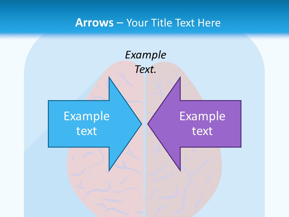 Two Brain Halves With A Long Shadow On A Blue Background PowerPoint Template
