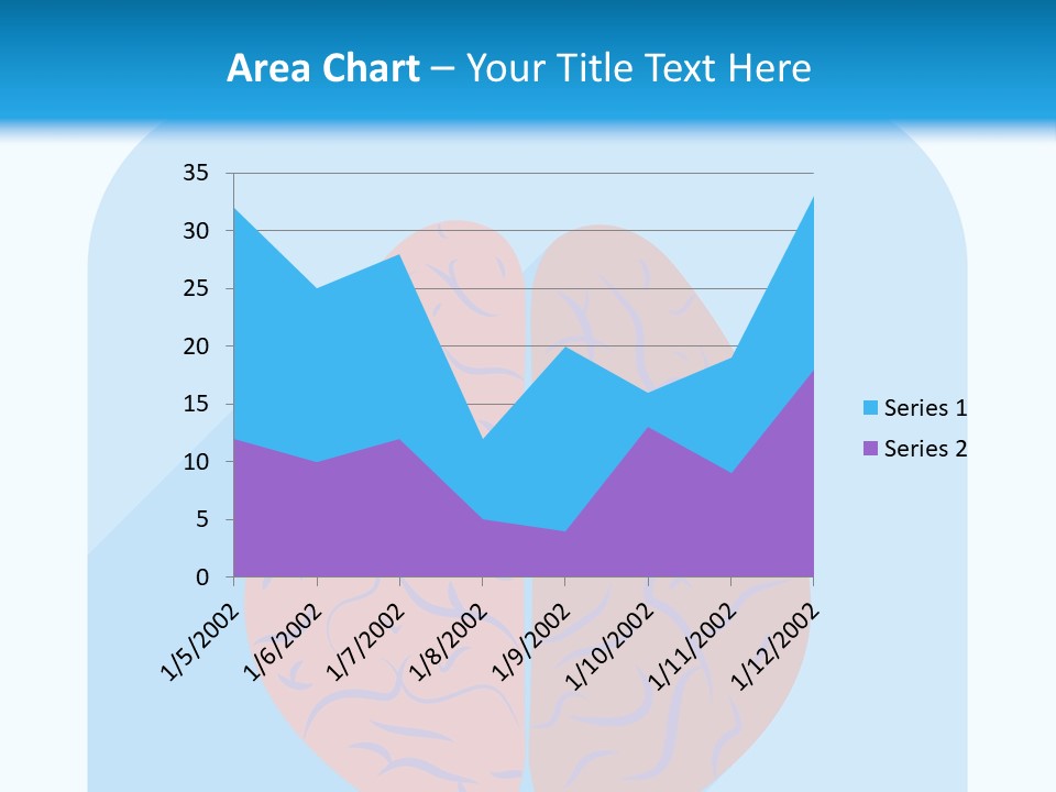 Two Brain Halves With A Long Shadow On A Blue Background PowerPoint Template