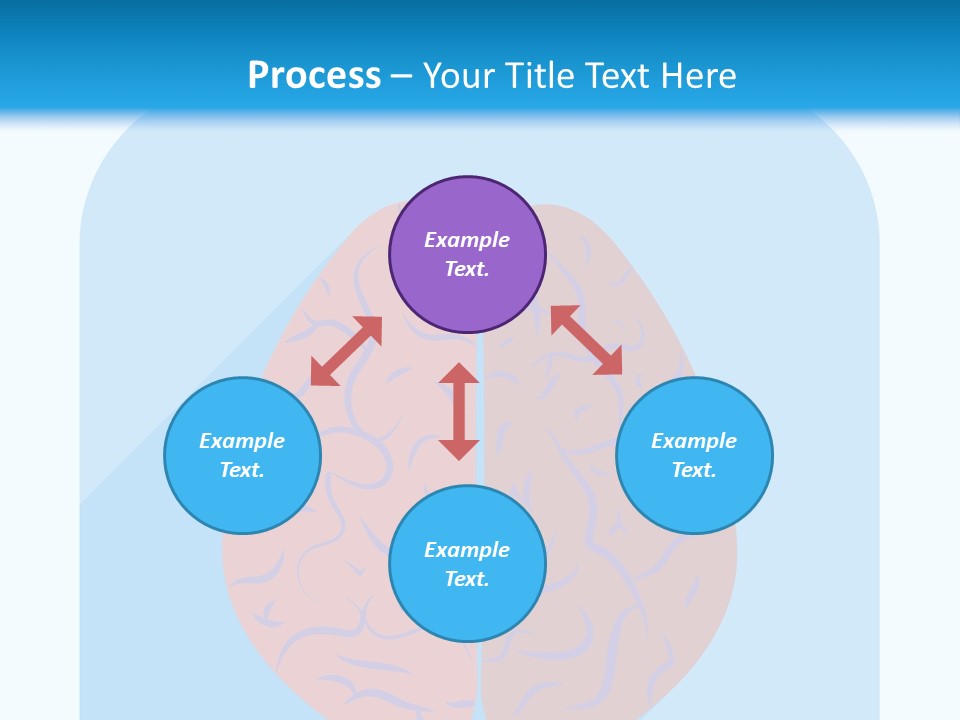 Two Brain Halves With A Long Shadow On A Blue Background PowerPoint Template