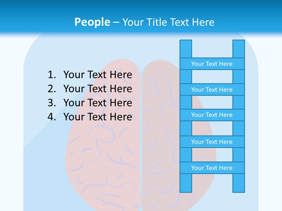 Two Brain Halves With A Long Shadow On A Blue Background PowerPoint Template