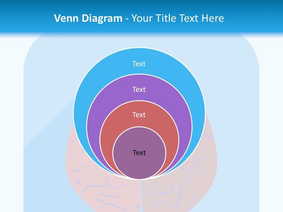 Two Brain Halves With A Long Shadow On A Blue Background PowerPoint Template