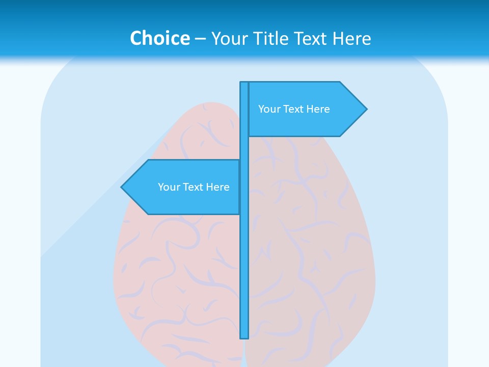 Two Brain Halves With A Long Shadow On A Blue Background PowerPoint Template