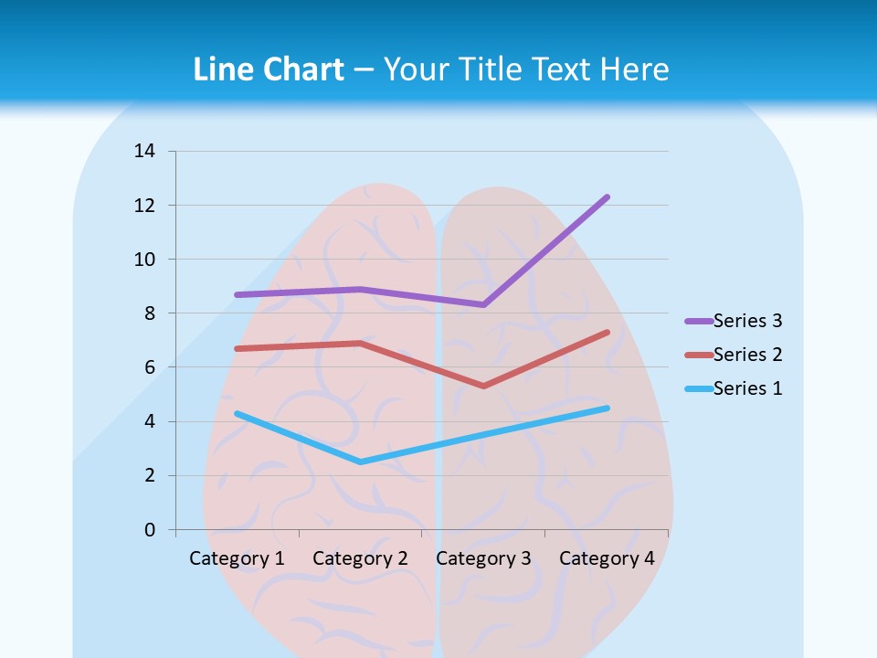 Two Brain Halves With A Long Shadow On A Blue Background PowerPoint Template