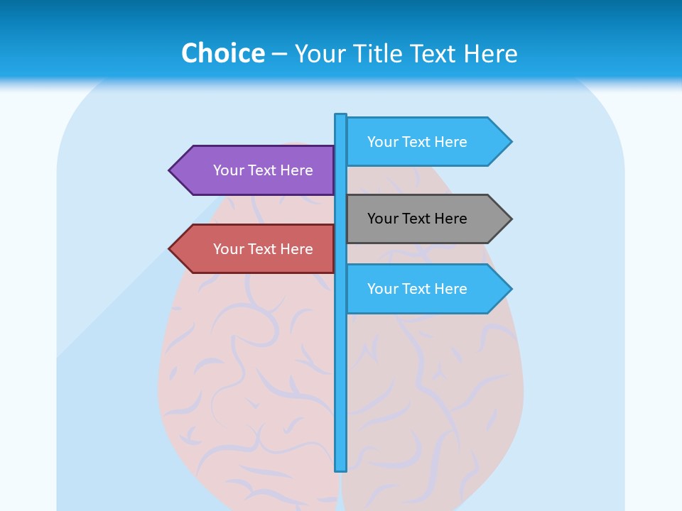Two Brain Halves With A Long Shadow On A Blue Background PowerPoint Template