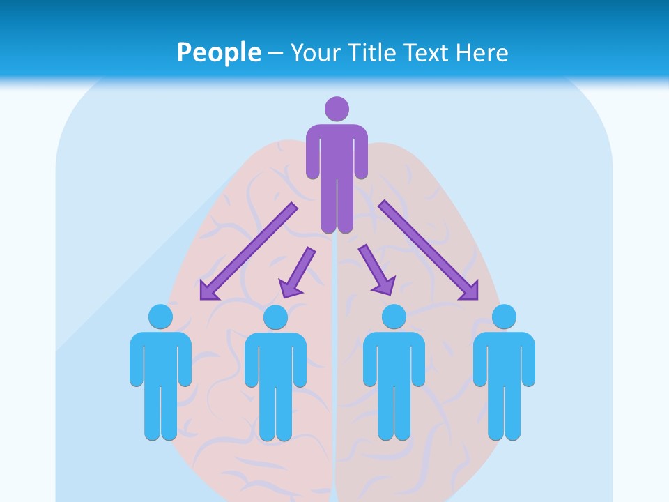 Two Brain Halves With A Long Shadow On A Blue Background PowerPoint Template