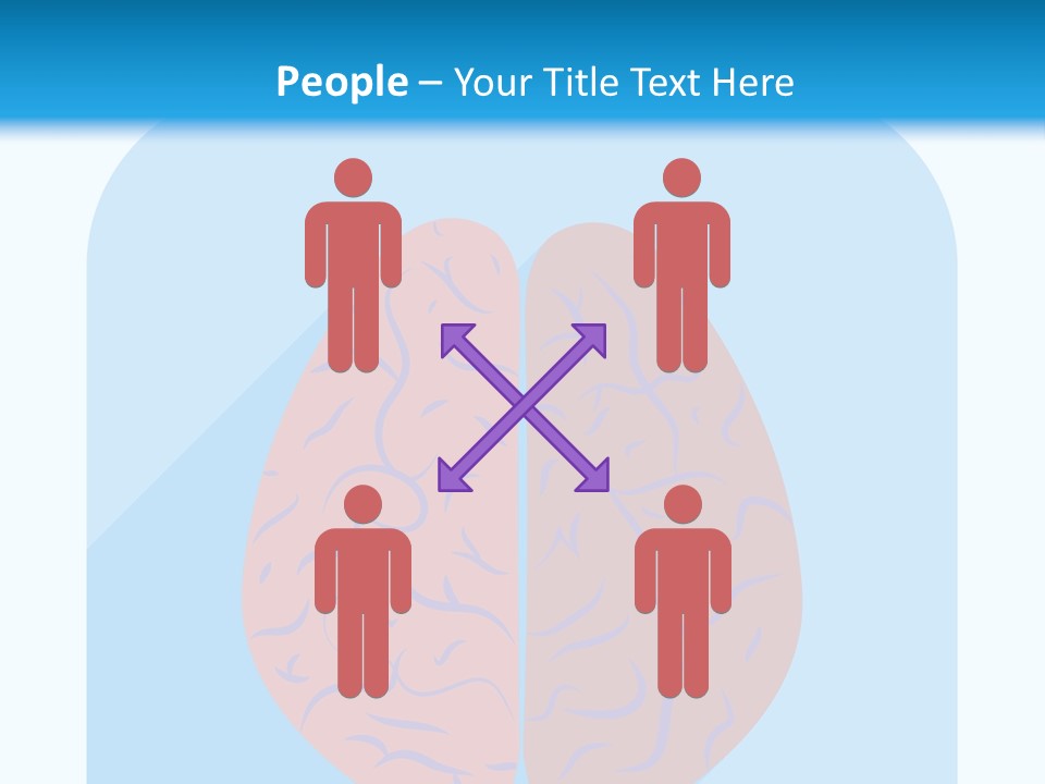 Two Brain Halves With A Long Shadow On A Blue Background PowerPoint Template