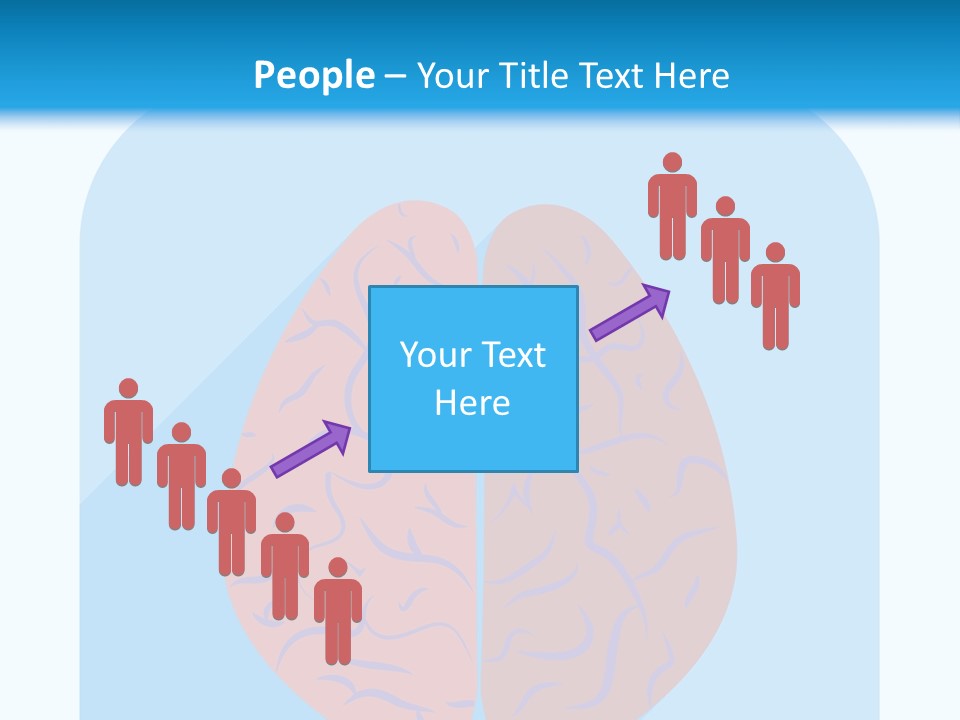 Two Brain Halves With A Long Shadow On A Blue Background PowerPoint Template