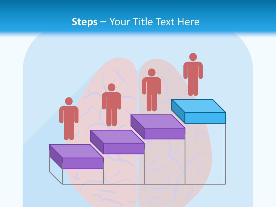 Two Brain Halves With A Long Shadow On A Blue Background PowerPoint Template